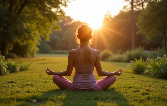 Woman meditating in a serene garden