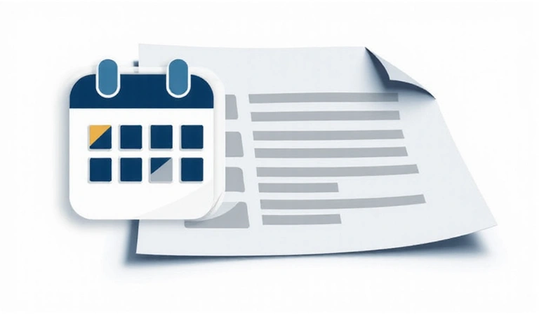 Illustration of a calendar and a document, symbolizing policy updates.