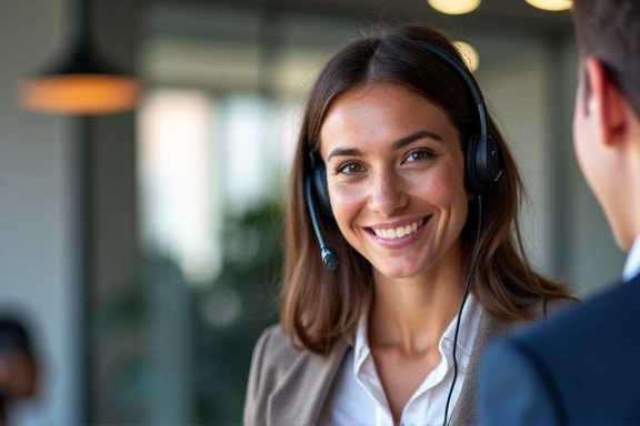 Customer support agent helping a client