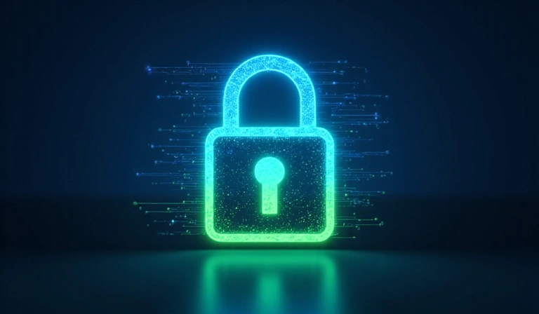 Digital security lock icon representing data protection